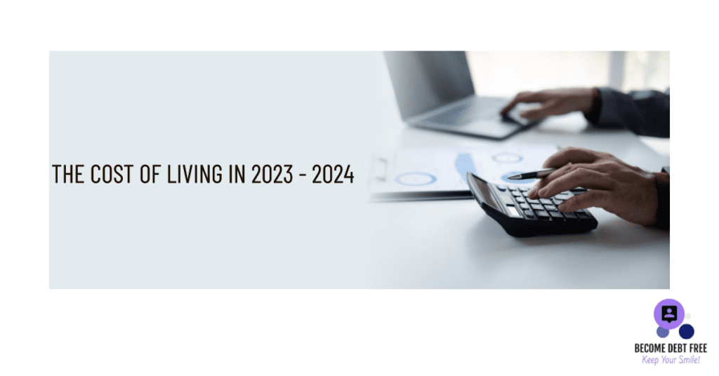a calculator adding up the cost of living 2023 - 2024